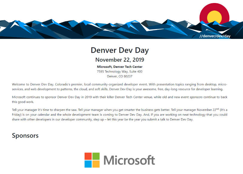 Denver Dev Day November 22, 2019